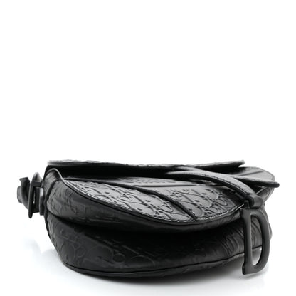 Christian Dior Calfskin Embossed Oblique Saddle Bag Black 4 of 10