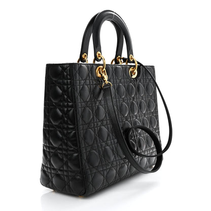 Christian Dior Lambskin Cannage Large Lady Dior Black 3 of 10