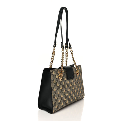 Gucci GG Supreme Monogram Bees Small Padlock Tote Beige Oro Black 3 of 11