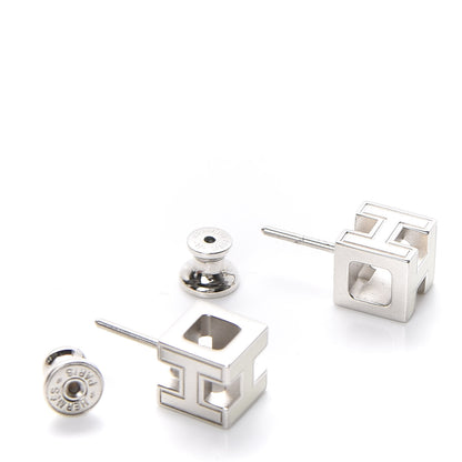 Hermes Palladium Lacquered Cage d'H Earrings White 3 of 5