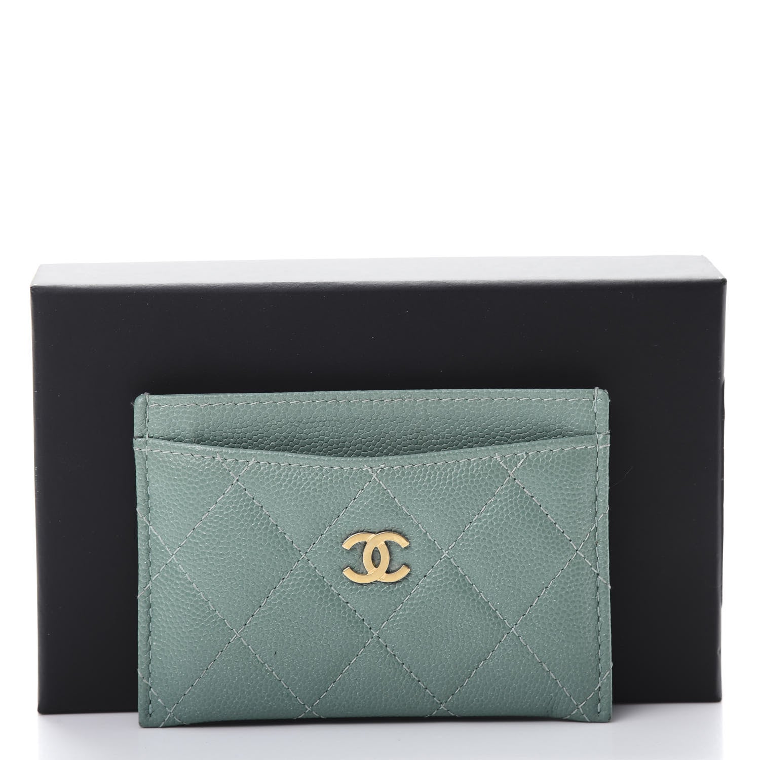 Chanel Iridescent Caviar Quilted Card Holder Light Blue 10 of 10