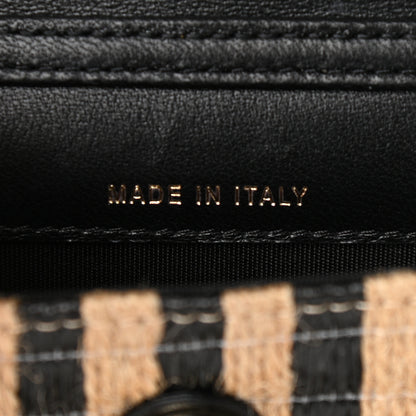 Chanel Raffia Jute Striped Belt Bag Black Beige 6 of 10