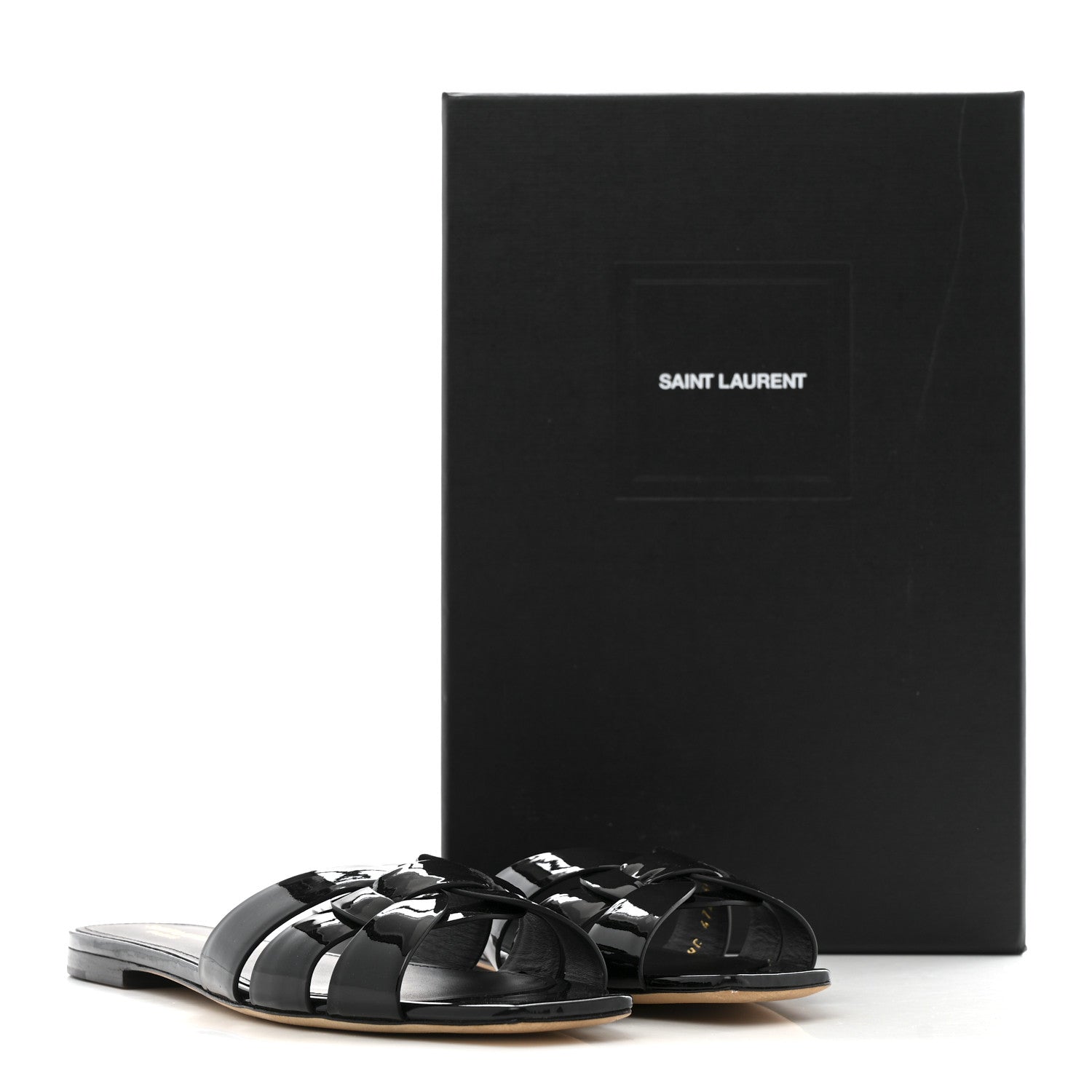 Saint Laurent Vitello Vernice Nu Pied 05 Sandal 39.5 Black 10 of 10
