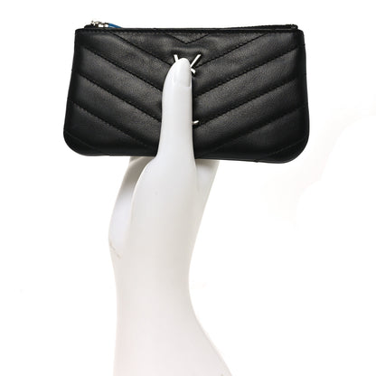 Saint Laurent Calfskin Matelasse Monogram Key Pouch Black 2 of 8