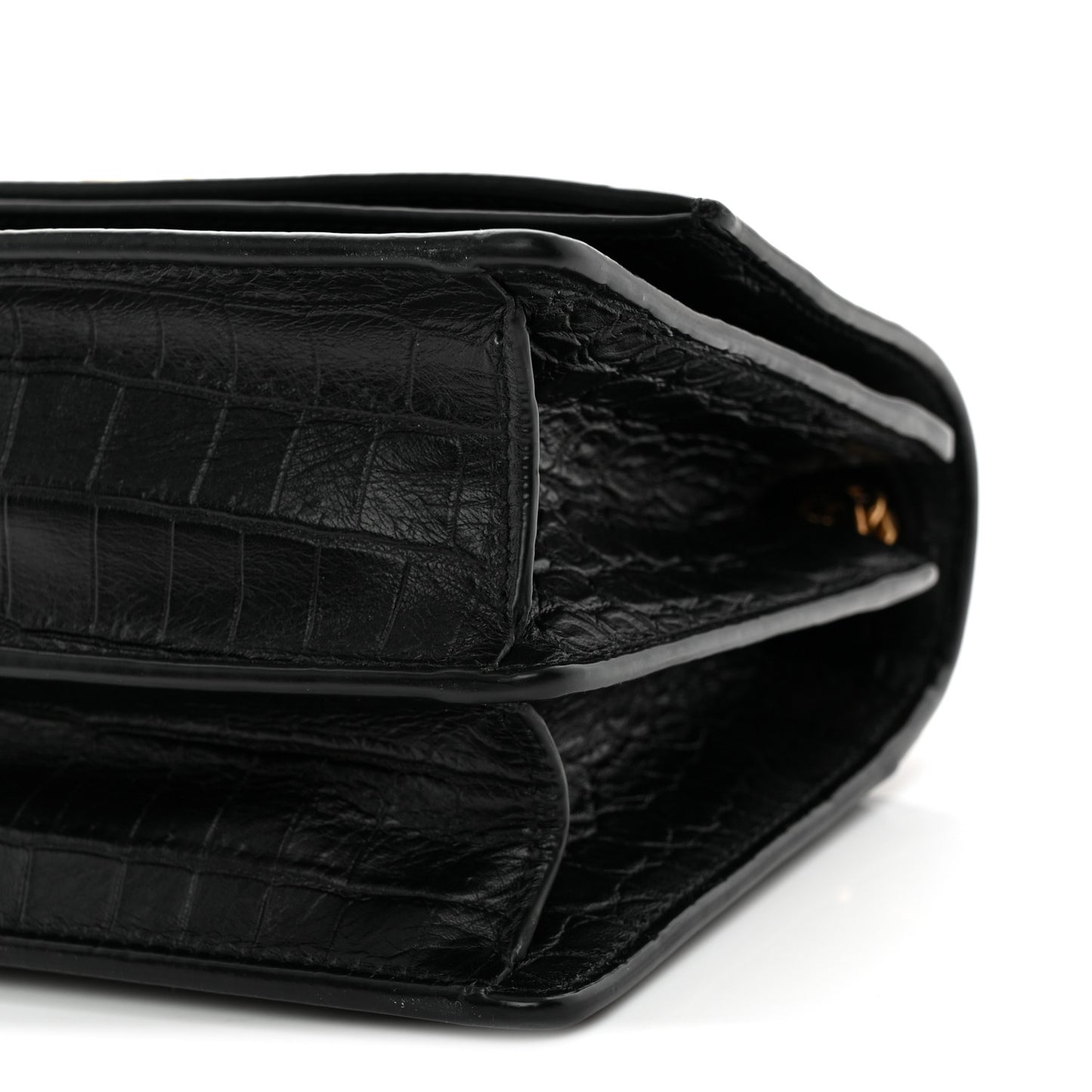 Calfskin Crocodile Embossed Monogram Small Sunset Black