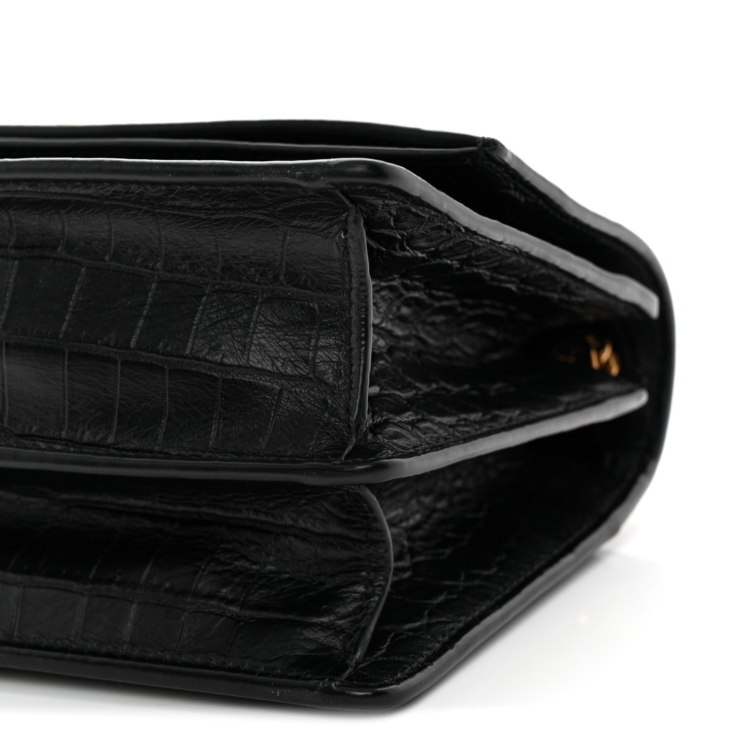 Saint Laurent Calfskin Crocodile Embossed Monogram Small Sunset Black 10 of 11