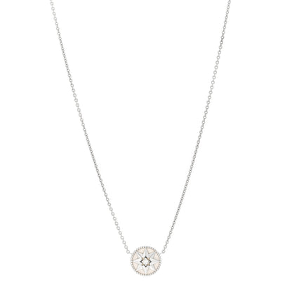Christian Dior 18K White Gold Diamond Mother of Pearl Rose Des Vents Necklace 1 of 5