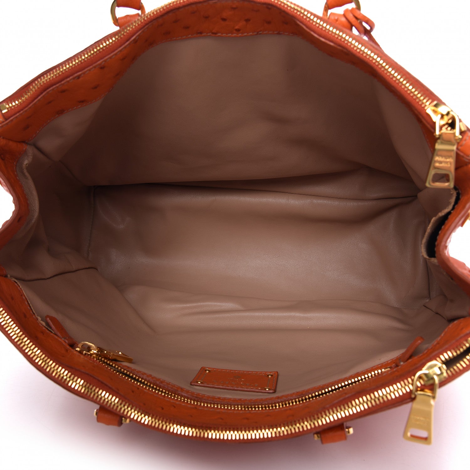 Prada Ostrich Double Zip Tote Papaya 5 of 14