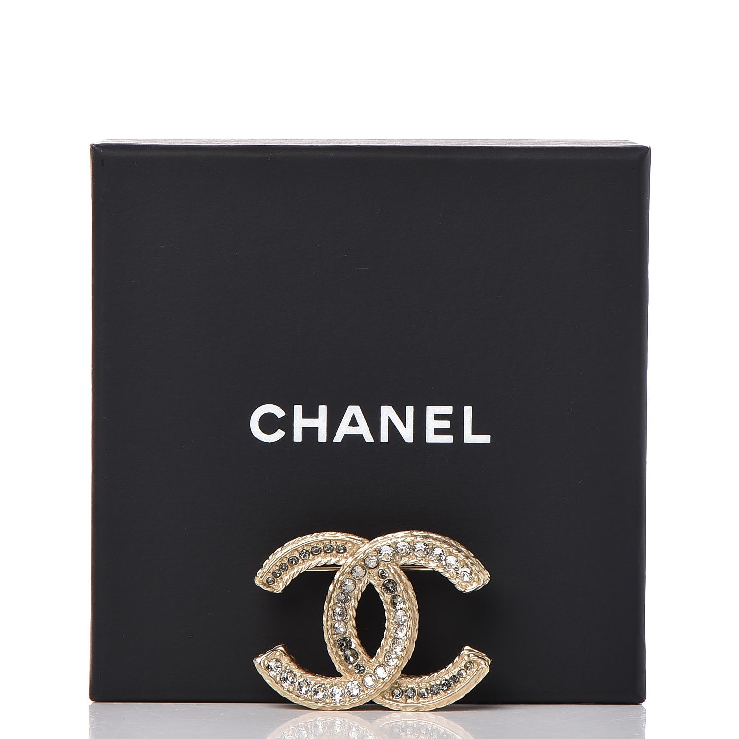 Chanel Crystal CC Brooch Light Gold 5 of 5