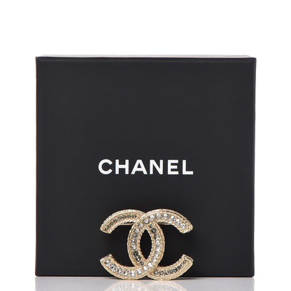 Chanel Crystal CC Brooch Light Gold 5 of 5
