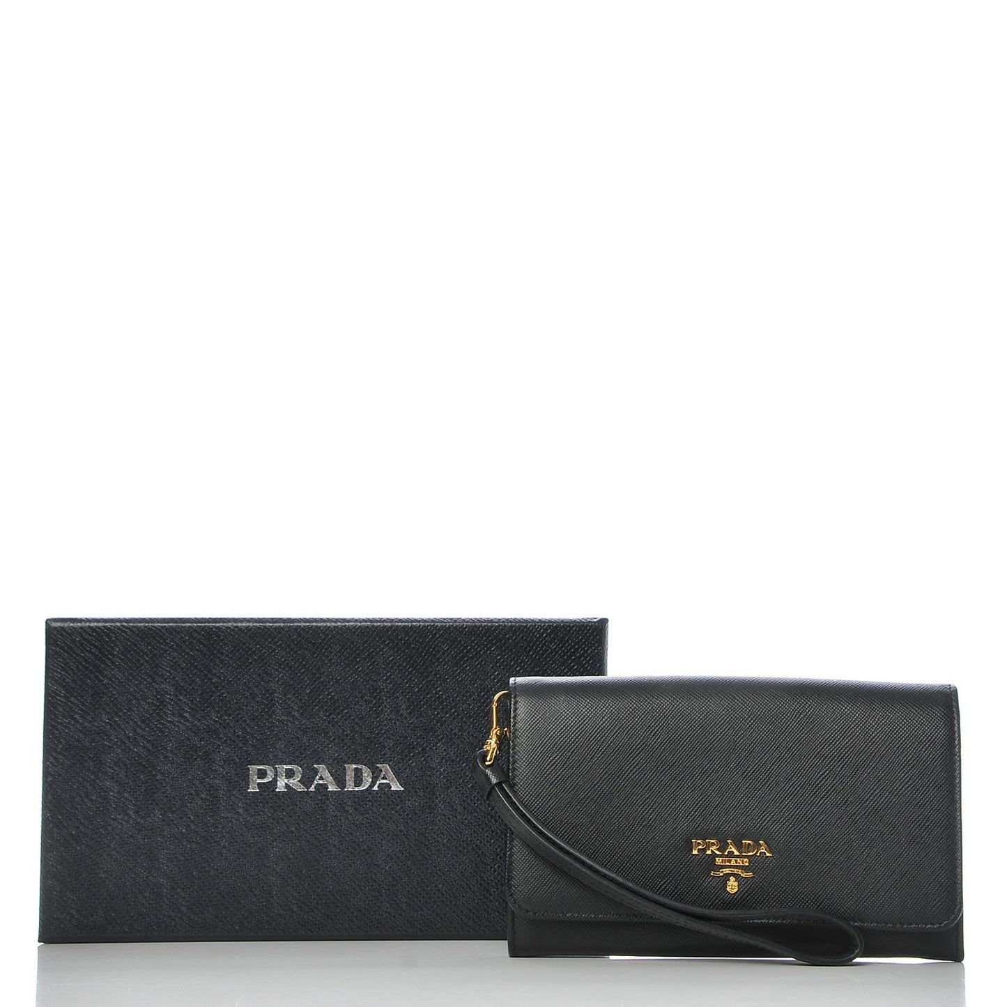 Saffiano Metal Wristlet Black