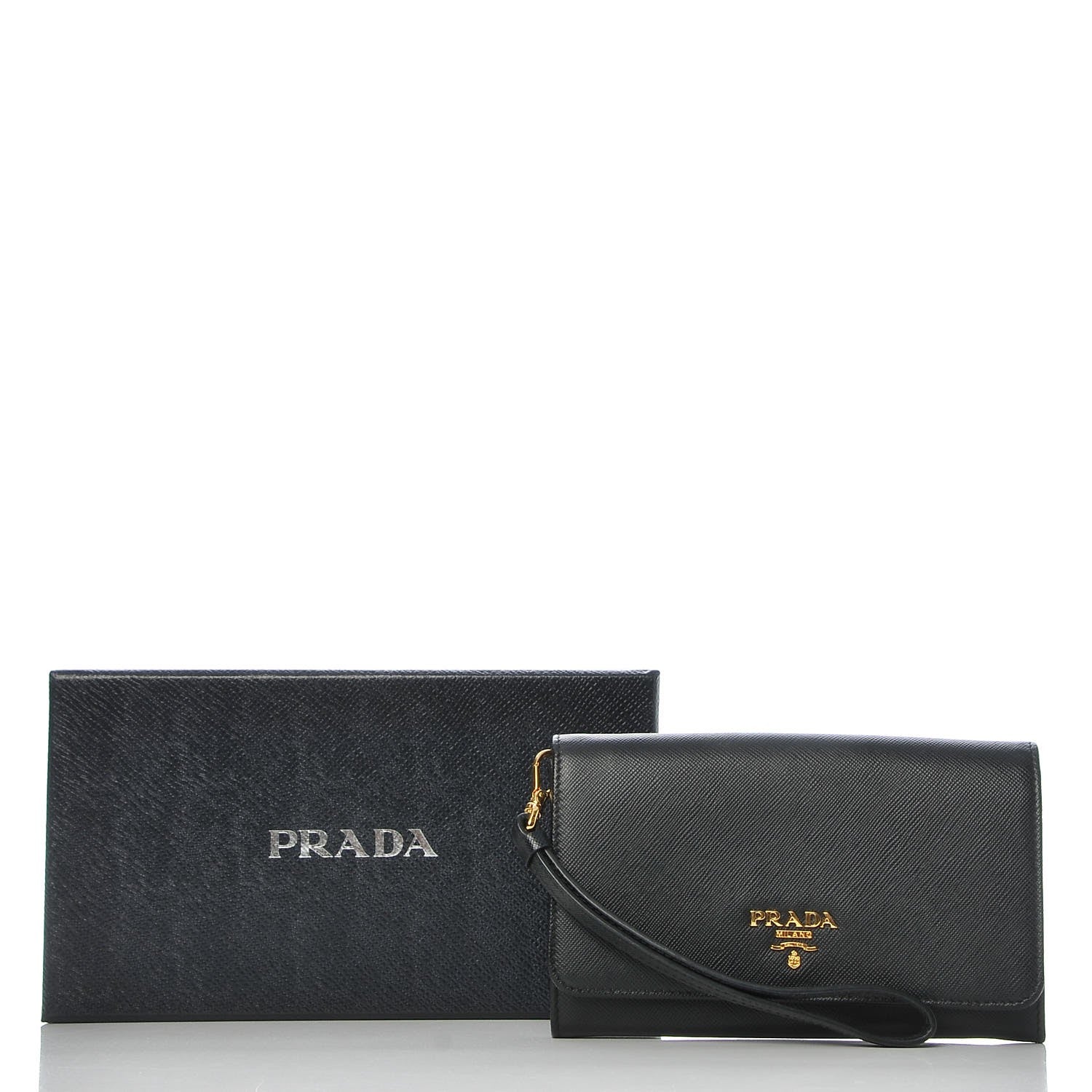 Prada Saffiano Metal Wristlet Black 9 of 9