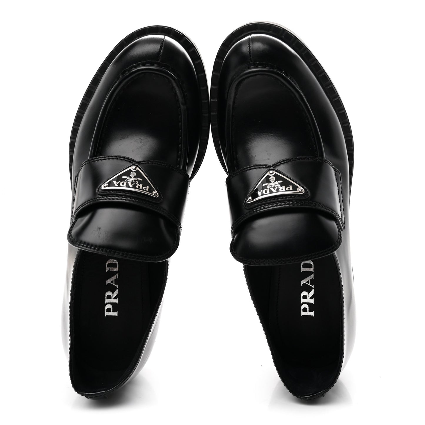 Spazzolato Metal Triangle Logo 50mm Loafers 36.5 Black