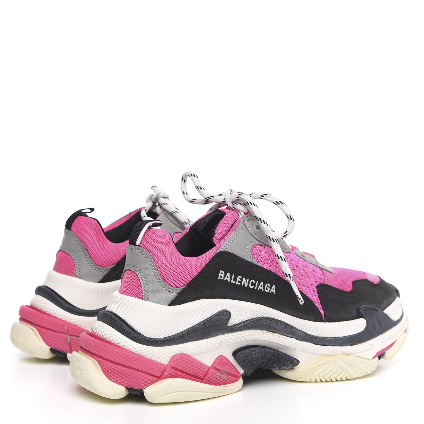Fabric Mesh Womens Triple S Sneakers 39 Fluo Pink Grey White