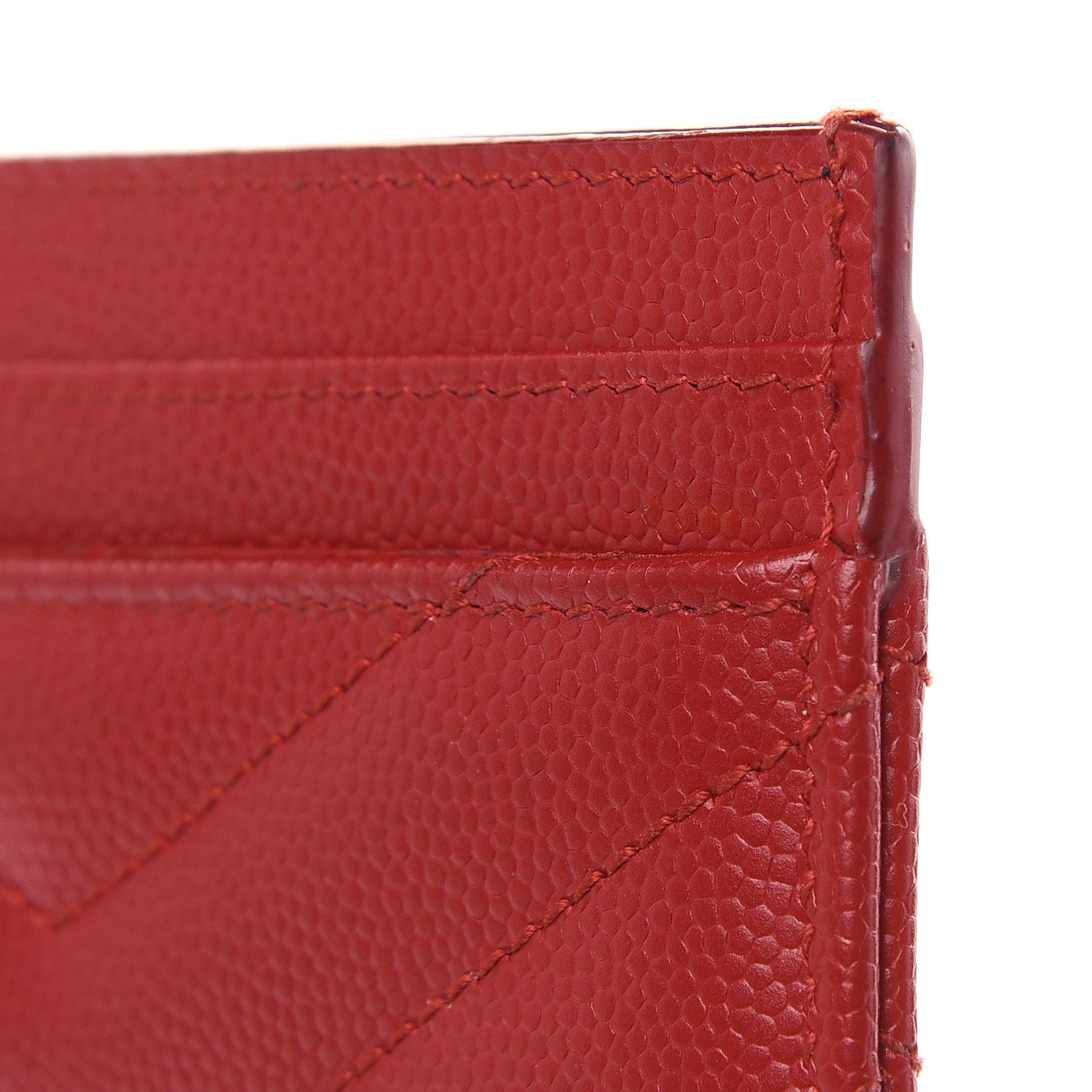 Saint Laurent Grain De Poudre Matelasse Chevron Monogram Credit Card Case New Red 9 of 10