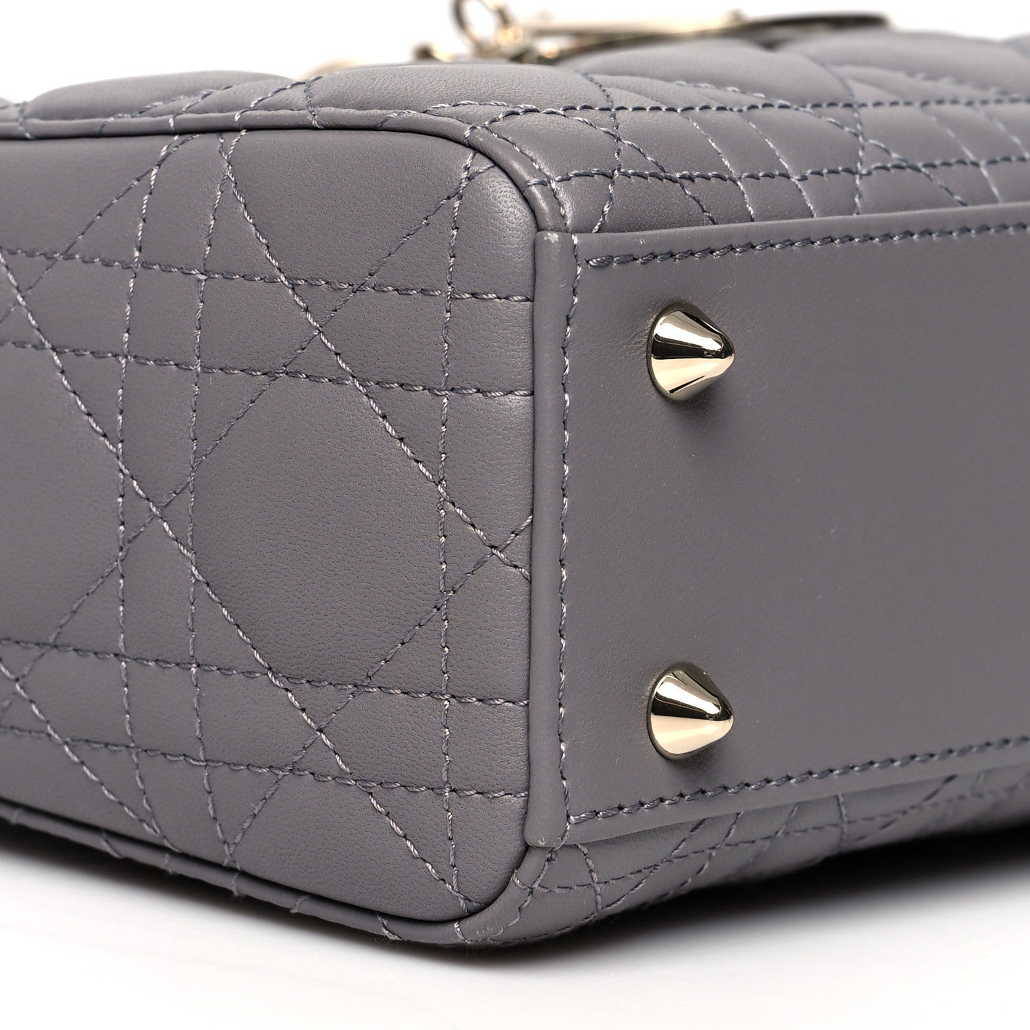 Christian Dior Lambskin Cannage Small My ABCDior Lady Dior Grey 9 of 10