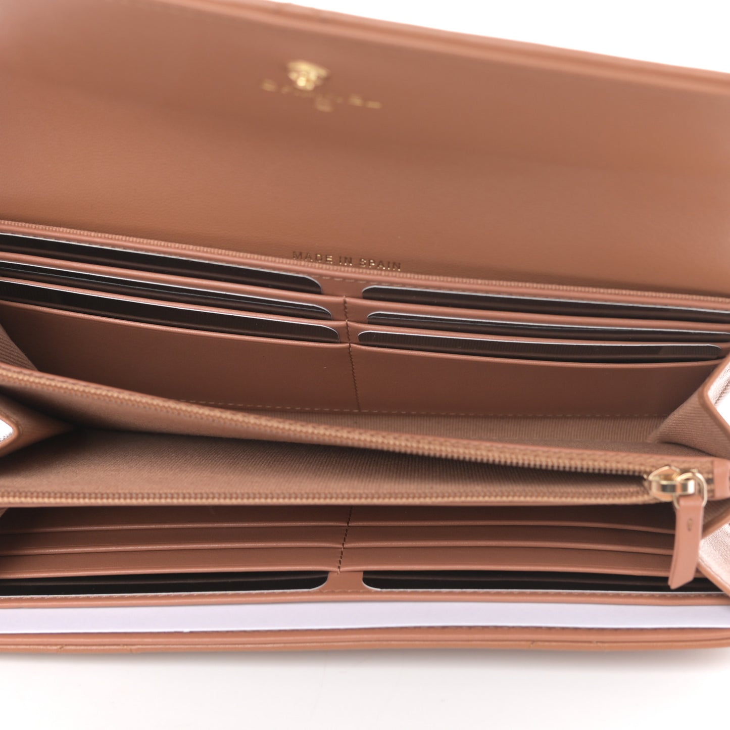 Lambskin Quilted Chanel 19 Flap Wallet Brown