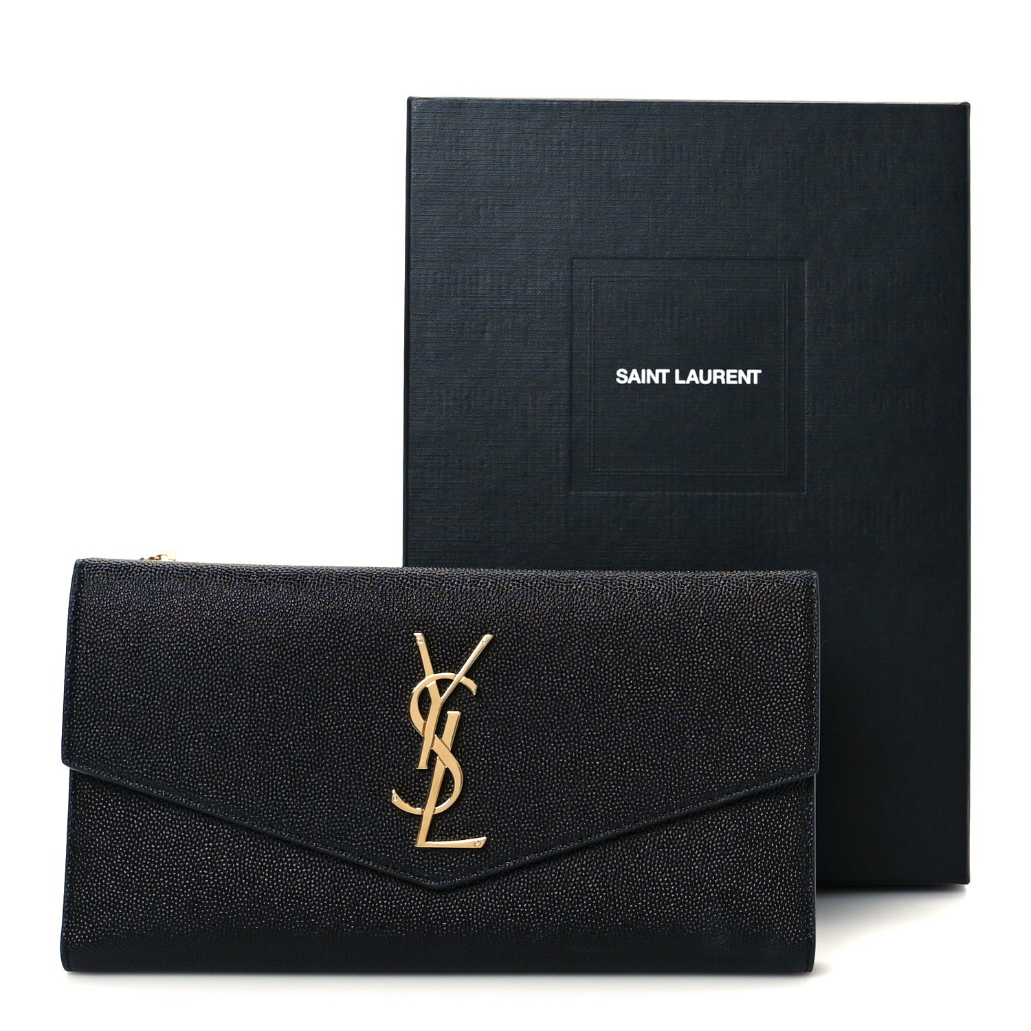 Saint Laurent Grain De Poudre Monogram Uptown Wallet Black 22 of 22