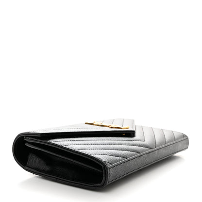 Saint Laurent Grain De Poudre Matelasse Chevron Monogram Chain Wallet Black 4 of 10