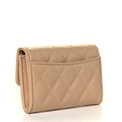 Chanel Caviar Quilted Flap Card Holder Wallet Beige 2 of 13