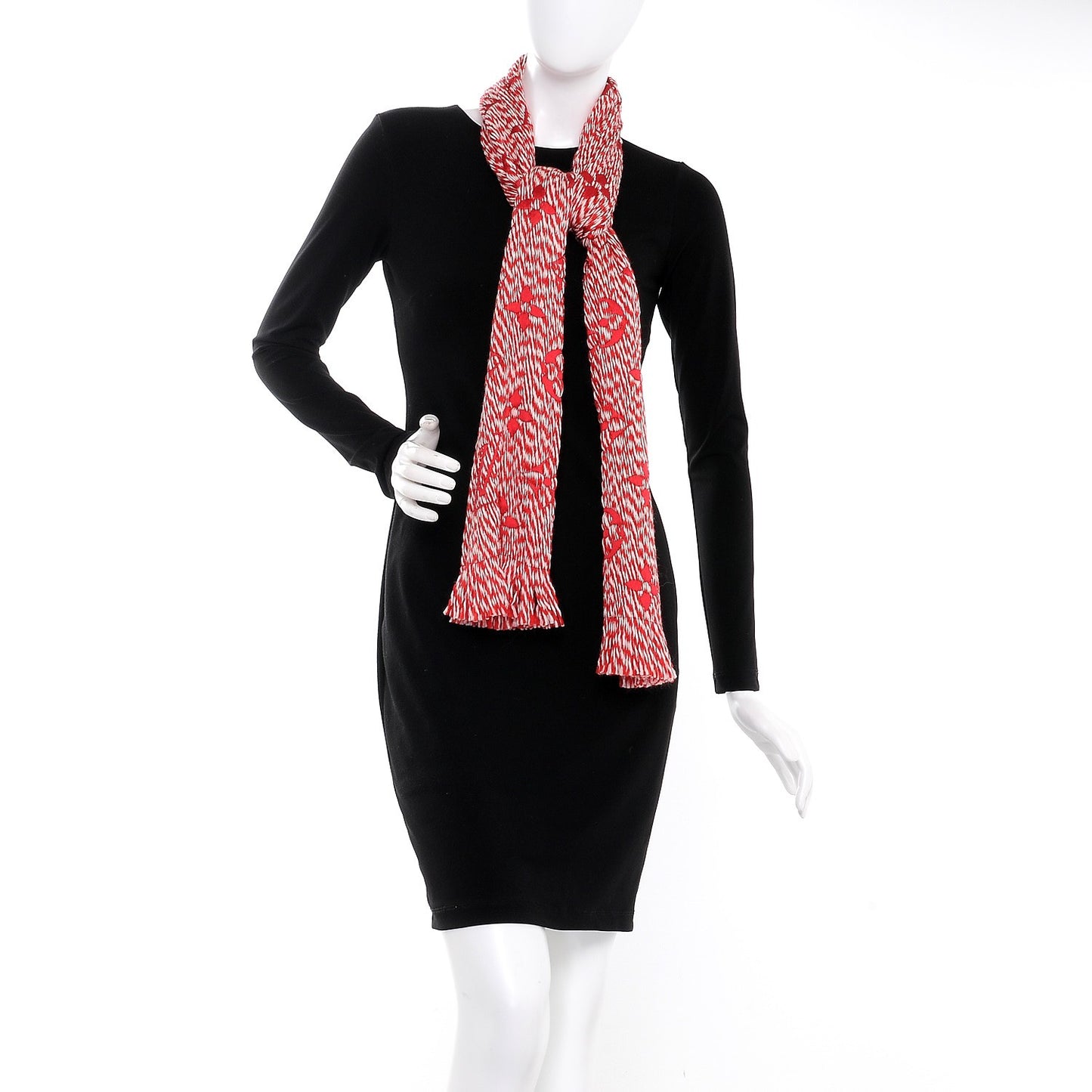 Wool Silk Logomania Mix Scarf Coquelicot