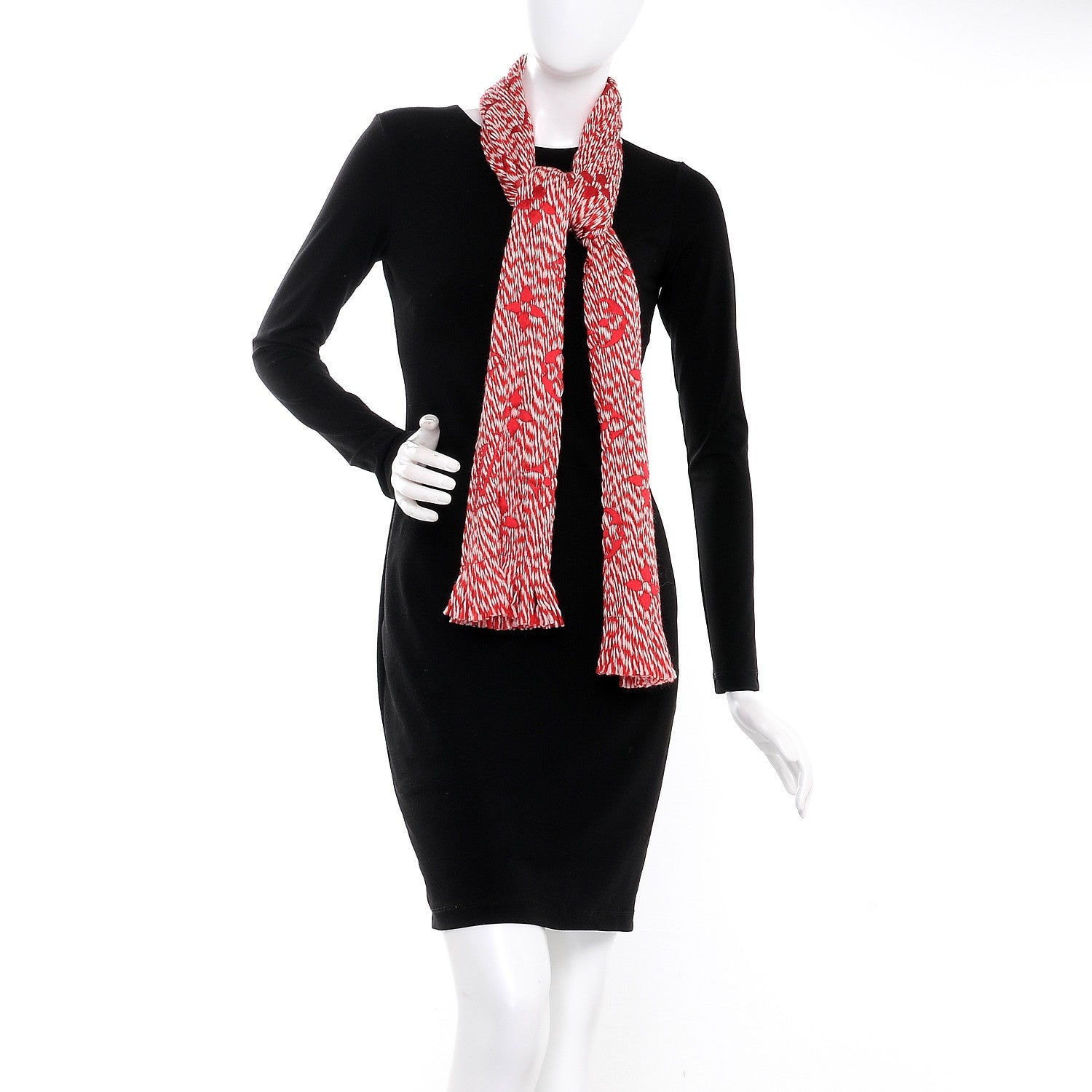 Louis Vuitton Wool Silk Logomania Mix Scarf Coquelicot 2 of 4