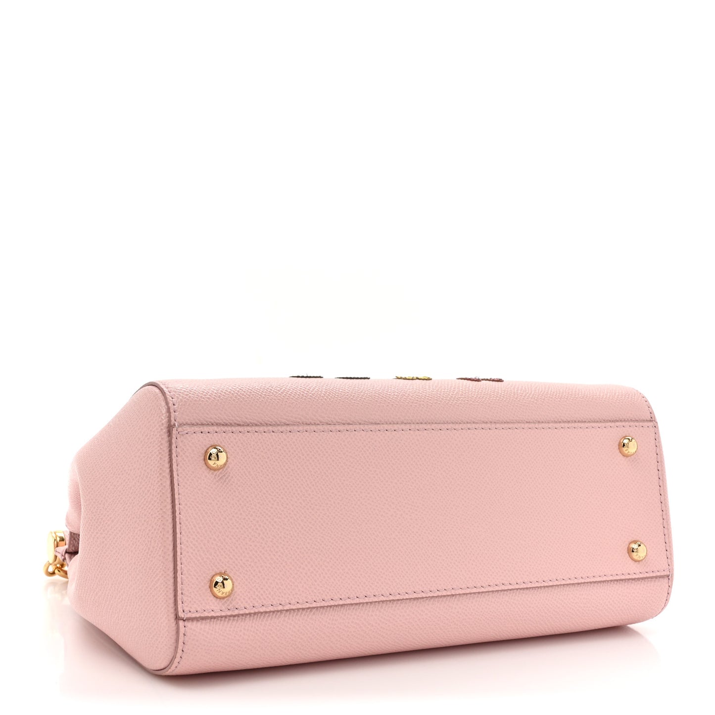 DOLCE GABBANA Dauphine Medium DG Family Patch Miss Sicily Satchel Rosa Carne