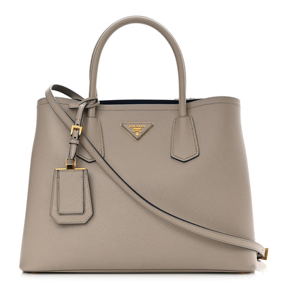 Prada Saffiano Cuir Medium Double Bag Pomice Bluette 1 of 11