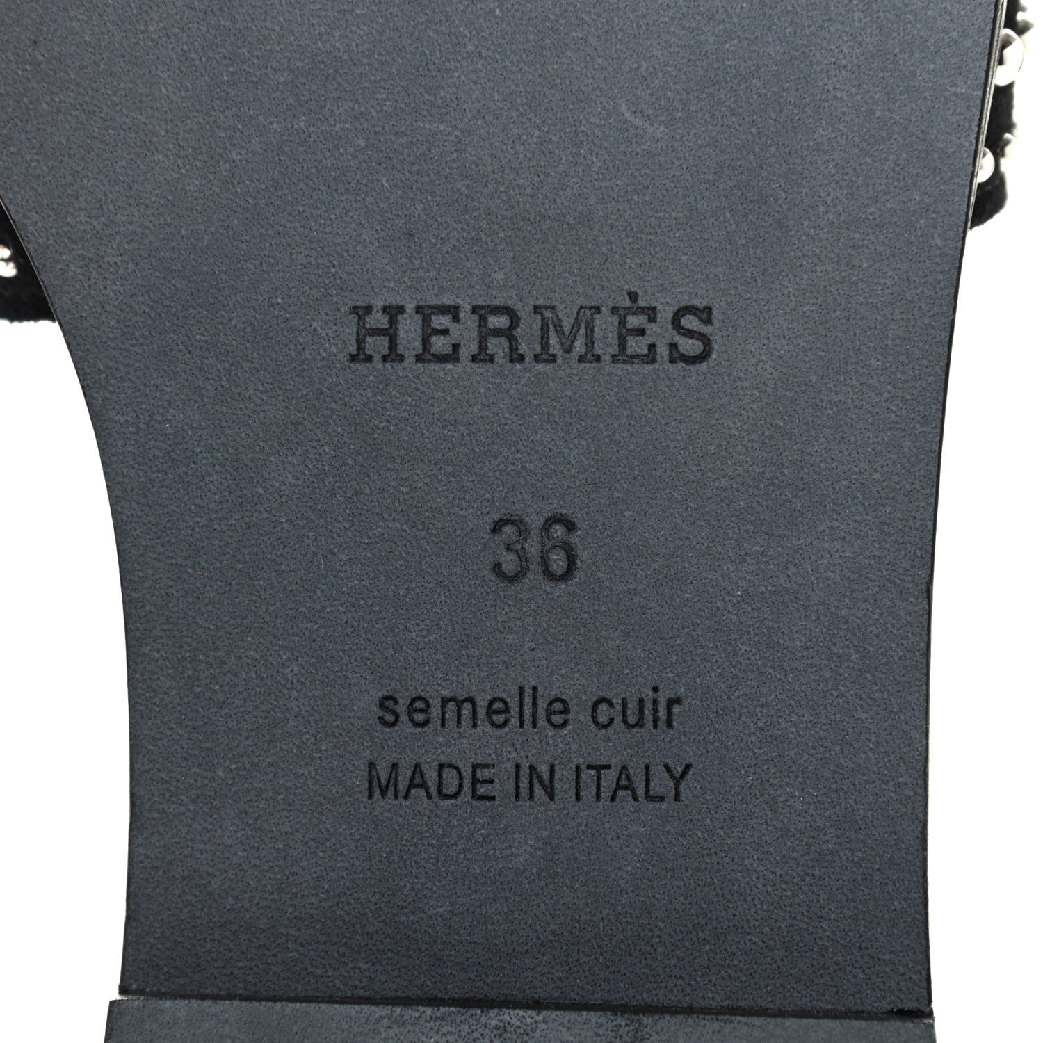 Hermes Suede Goatskin Studded Oran Sandals 36 Black 6 of 9