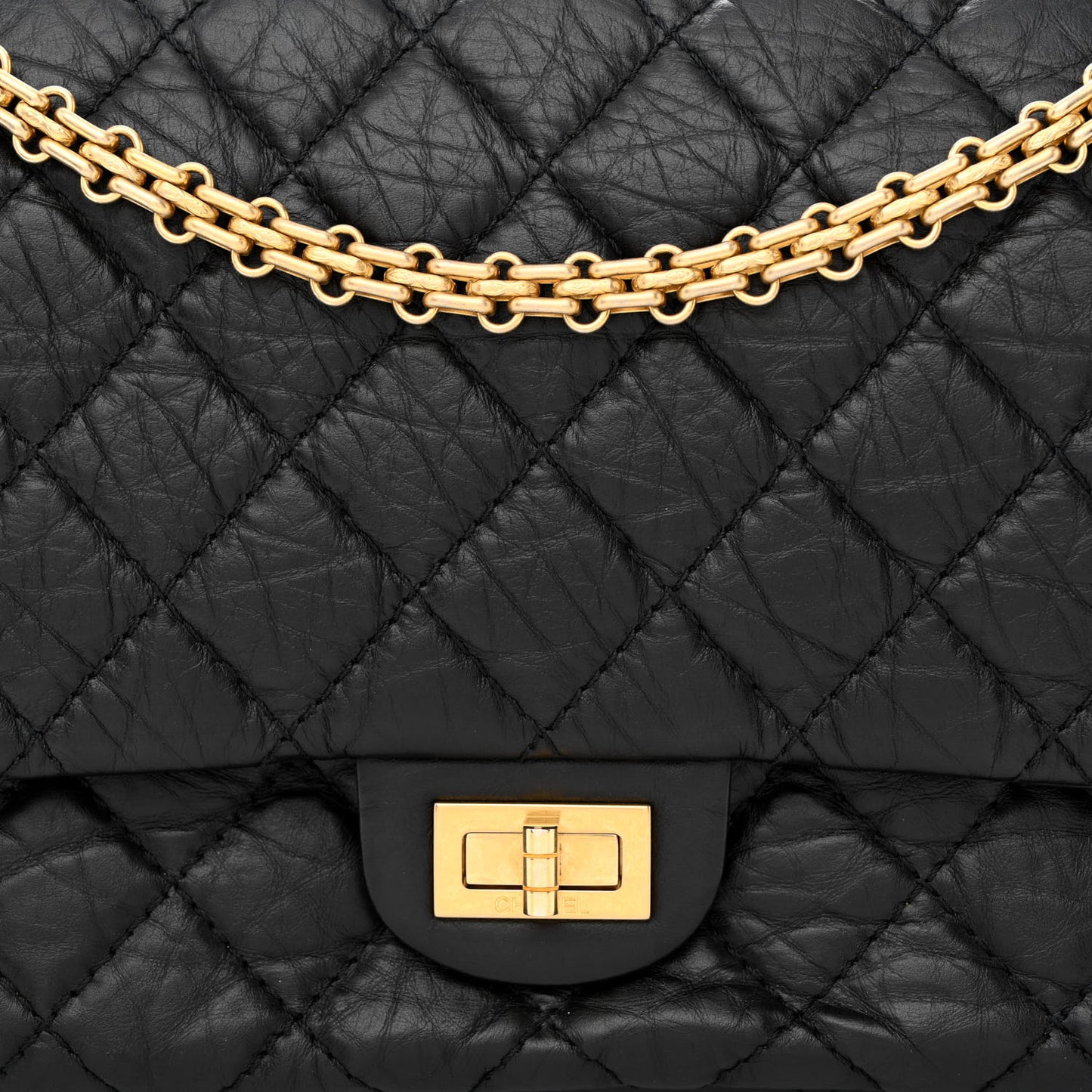 Aged Calfskin Quilted 2.55 Reissue 226 Flap Black