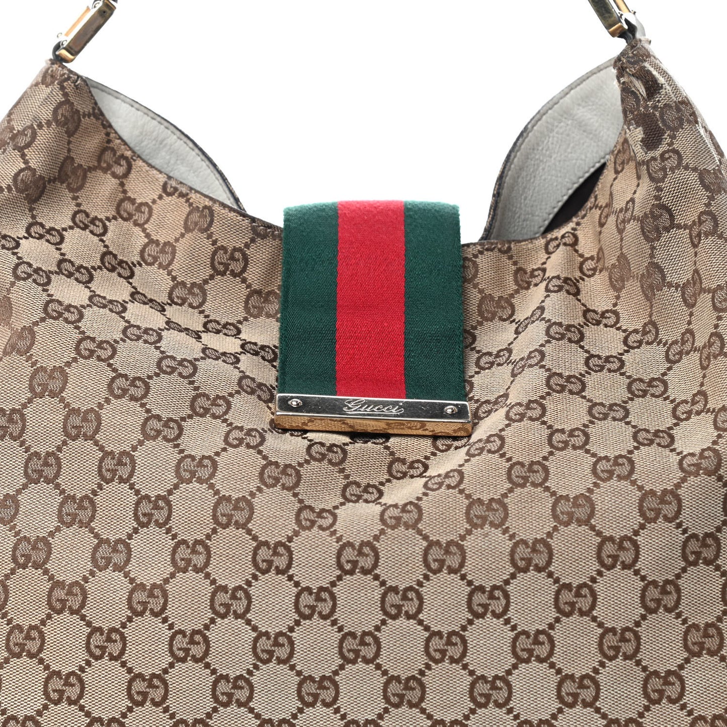 Monogram Large New Ladies Web Hobo Off White