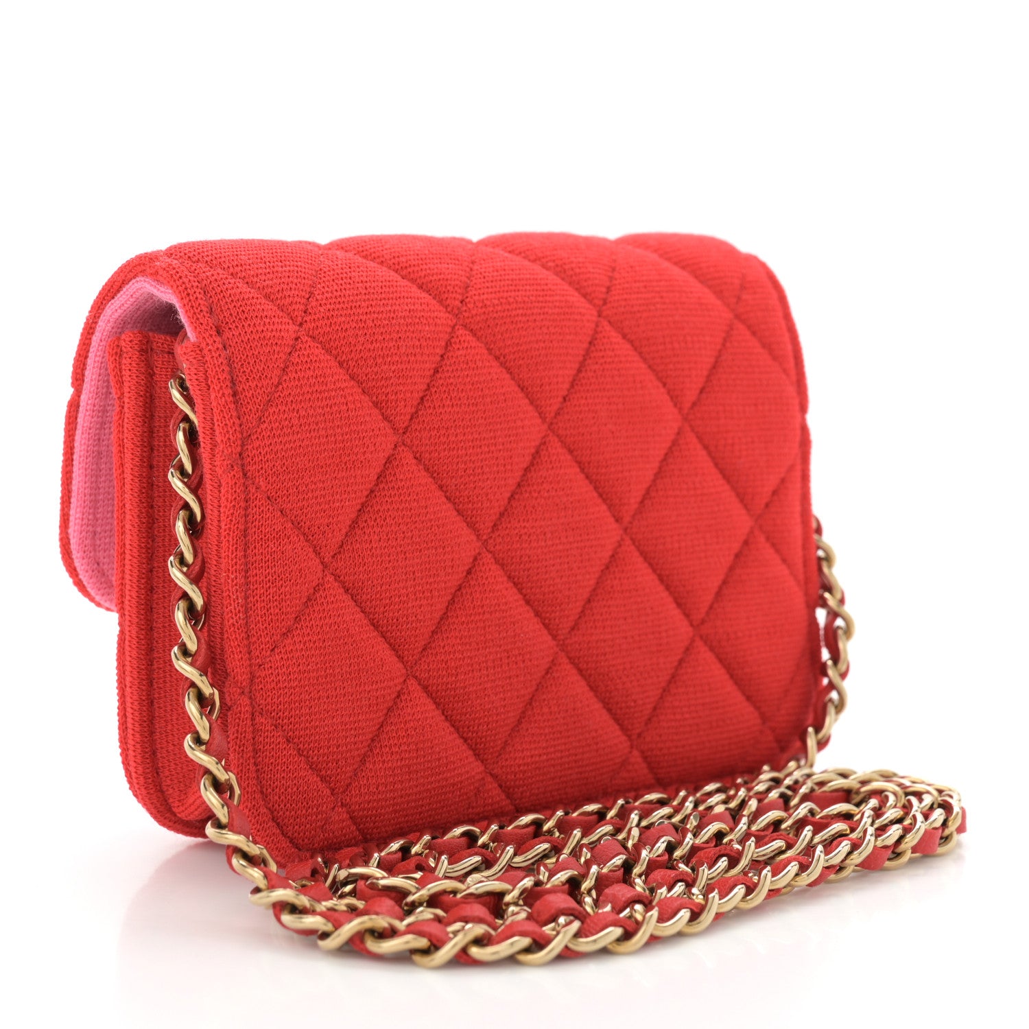 Chanel Jersey Quilted Micro Mini Flap Red 3 of 11