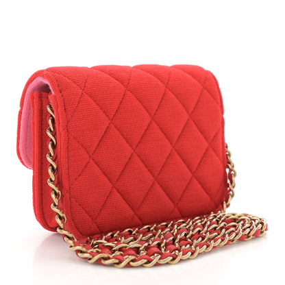 Chanel Jersey Quilted Micro Mini Flap Red 3 of 11