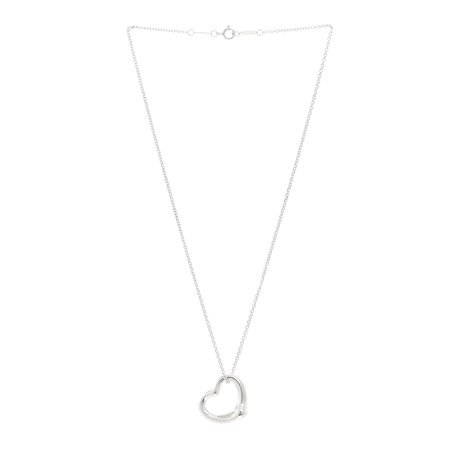 Tiffany Sterling Silver 22mm Elsa Peretti Open Heart Pendant Necklace 3 of 5