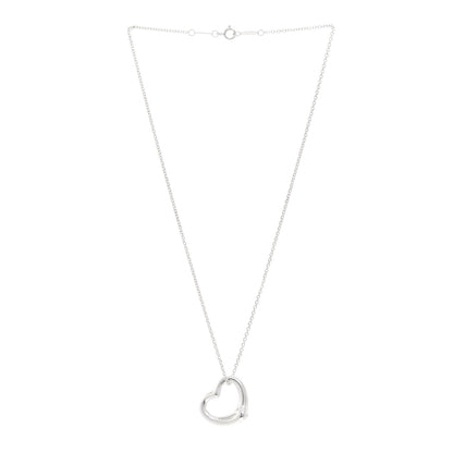 Tiffany Sterling Silver 22mm Elsa Peretti Open Heart Pendant Necklace 3 of 5