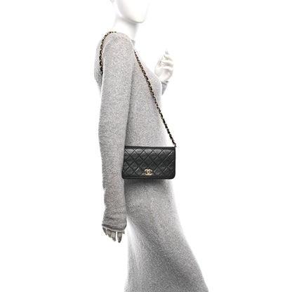 Chanel Lambskin Quilted Wallet On Chain WOC Black 2 of 11
