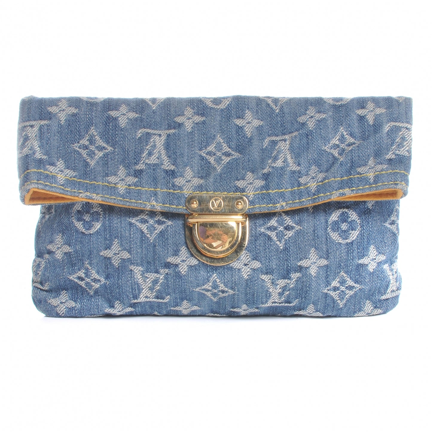 Monogram Denim Pochette Plat Clutch Blue