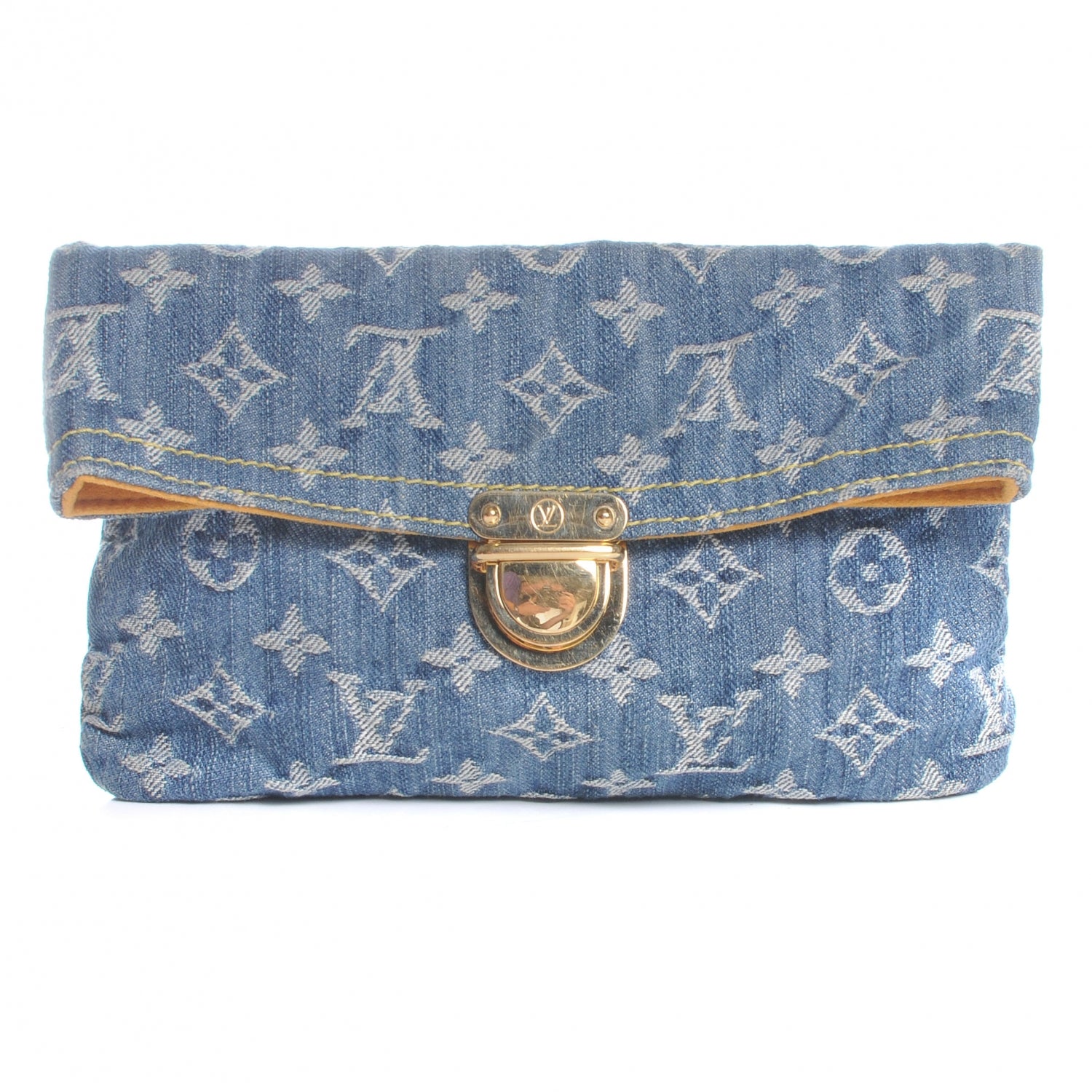 Louis Vuitton Monogram Denim Pochette Plat Clutch Blue 1 of 6