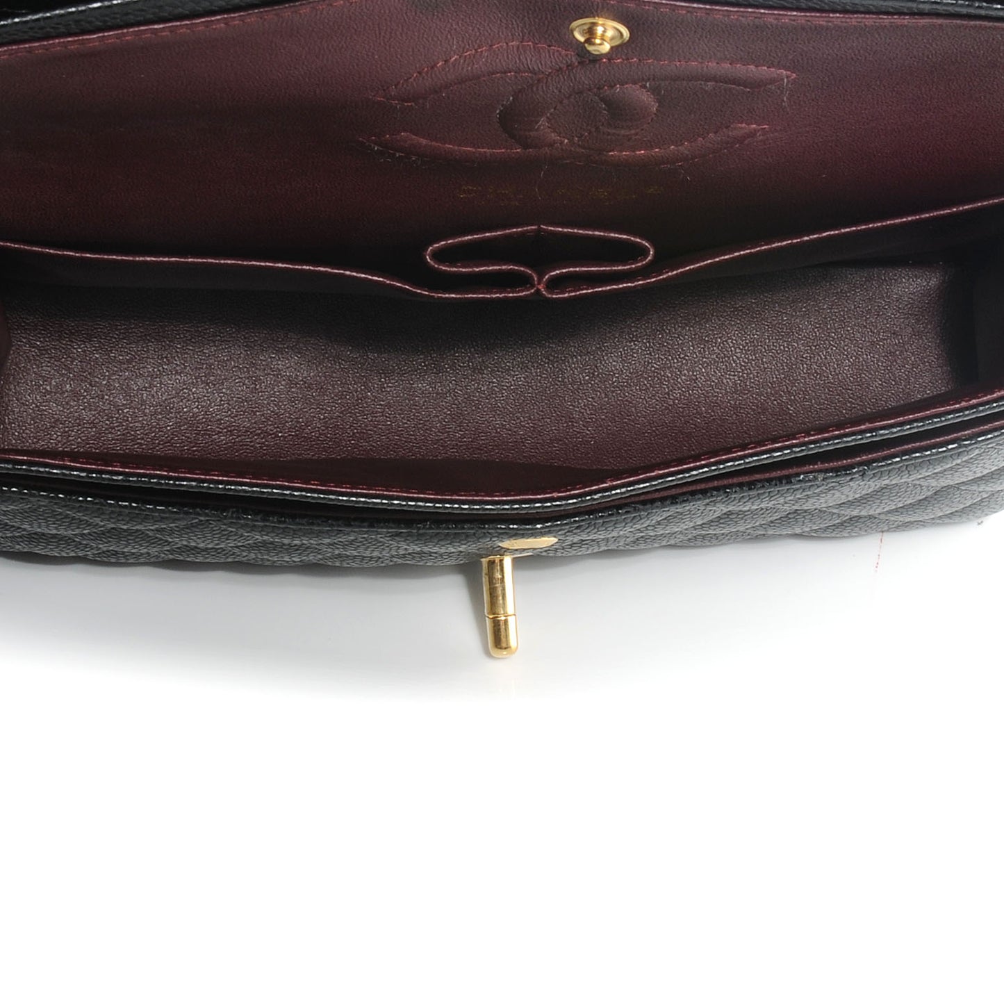 Caviar Quilted Medium Double Flap Black