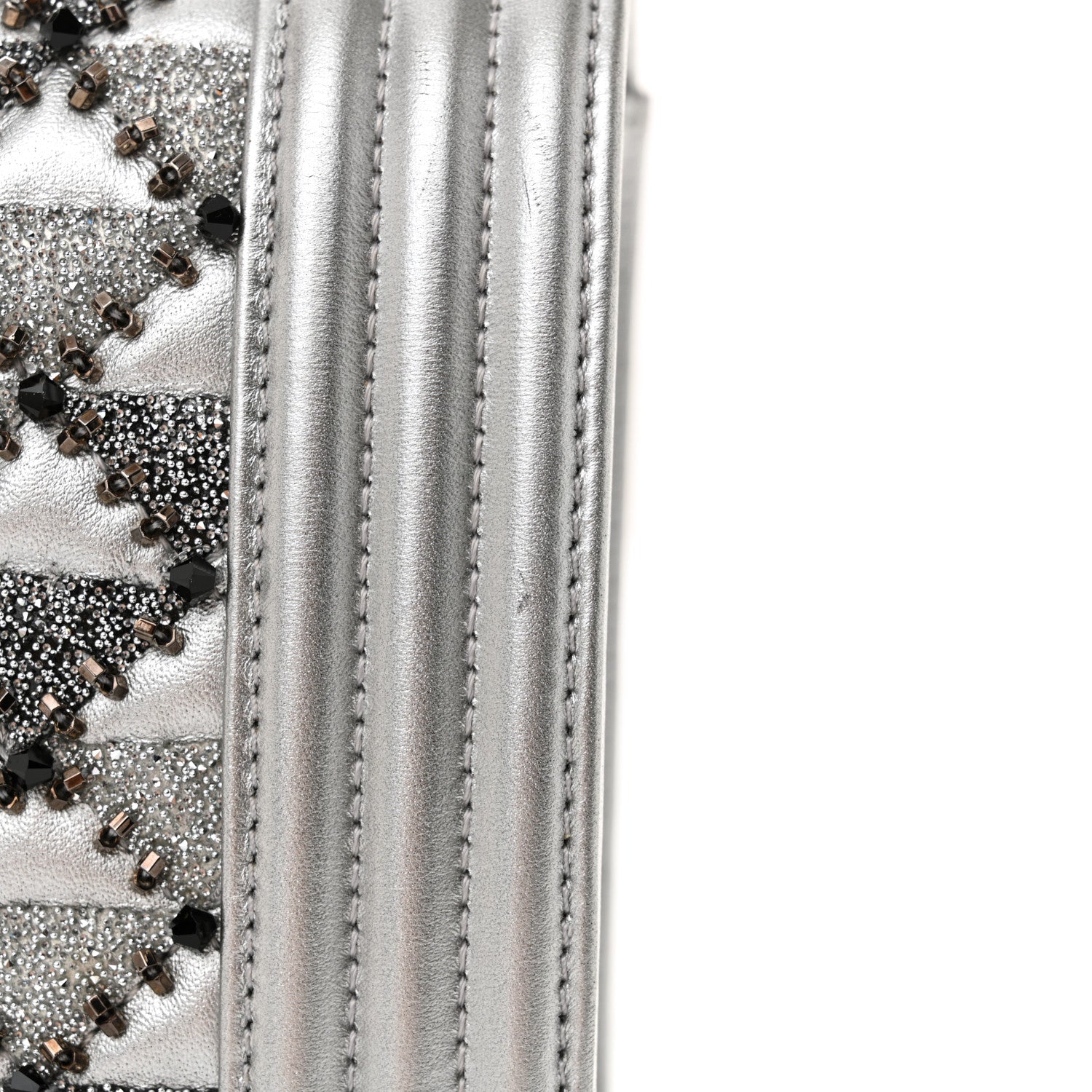 Chanel Metallic Lambskin Embellished Medium Boy Flap Silver 14 of 14