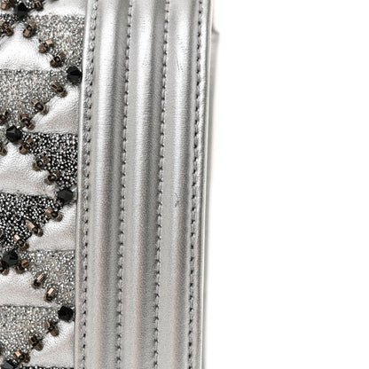Chanel Metallic Lambskin Embellished Medium Boy Flap Silver 14 of 14