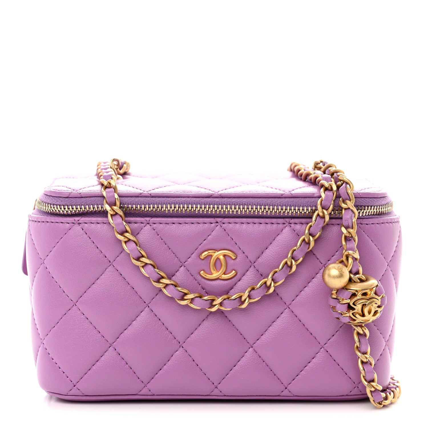 Chanel Lambskin Quilted Pearl Crush Small Vanity Case With Chain Purple 1 of 11