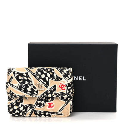 Chanel Canvas Check Flag Printed CC Clutch With Chain Beige Multicolor 12 of 12