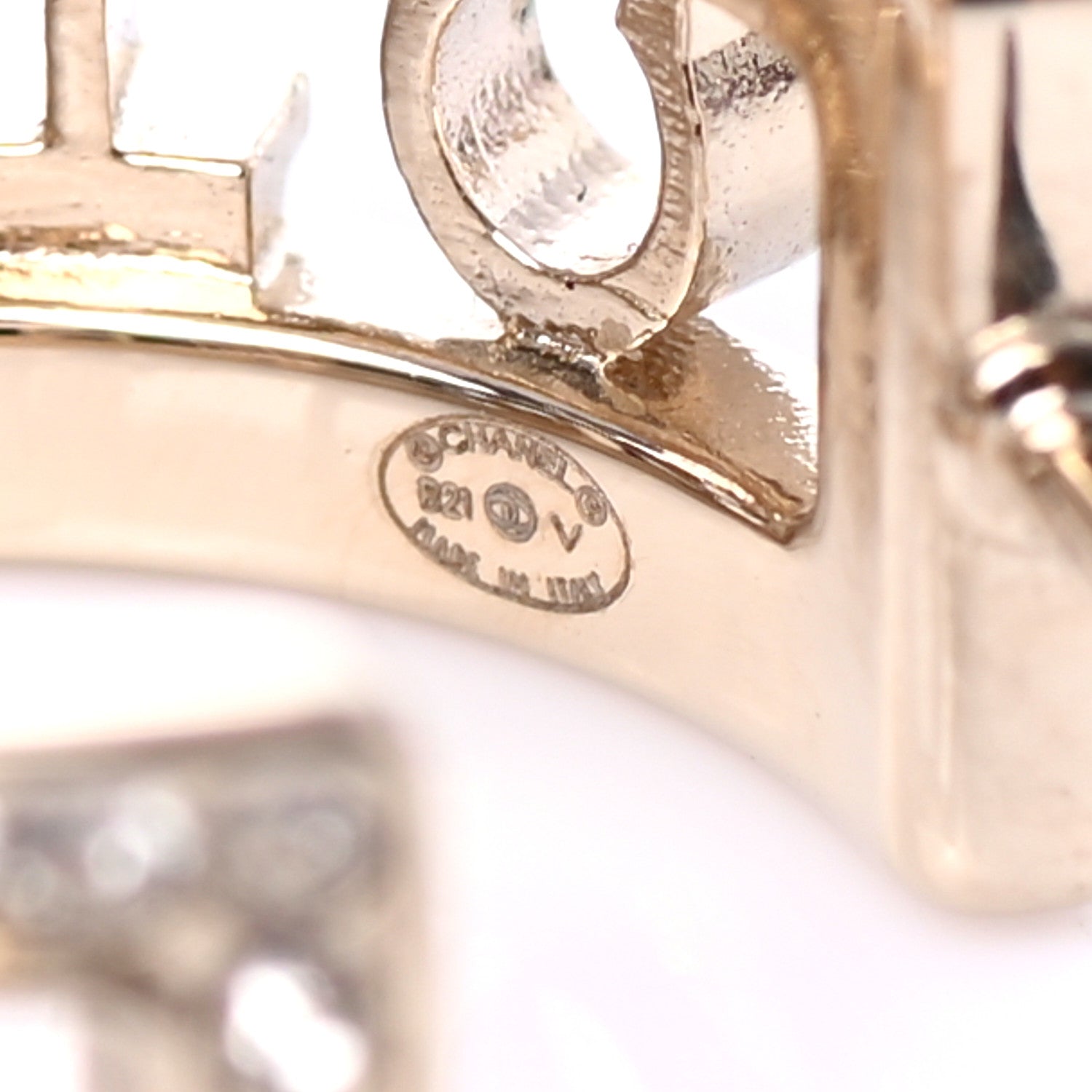 Chanel Metal Crystal Bow-tiful CC Hoop Earrings Gold 4 of 4