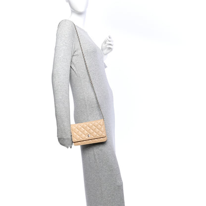 Chanel Caviar Quilted Wallet on Chain WOC Beige 2 of 12
