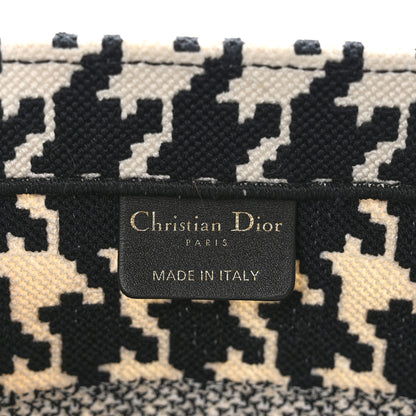 Christian Dior CHRISTIAN DIOR Canvas Macro Houndstooth Embroidered Medium Book Tote Black White 6 of 13