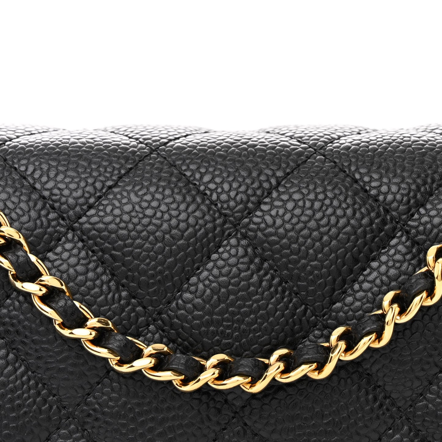 Caviar Quilted Wallet on Chain WOC Black