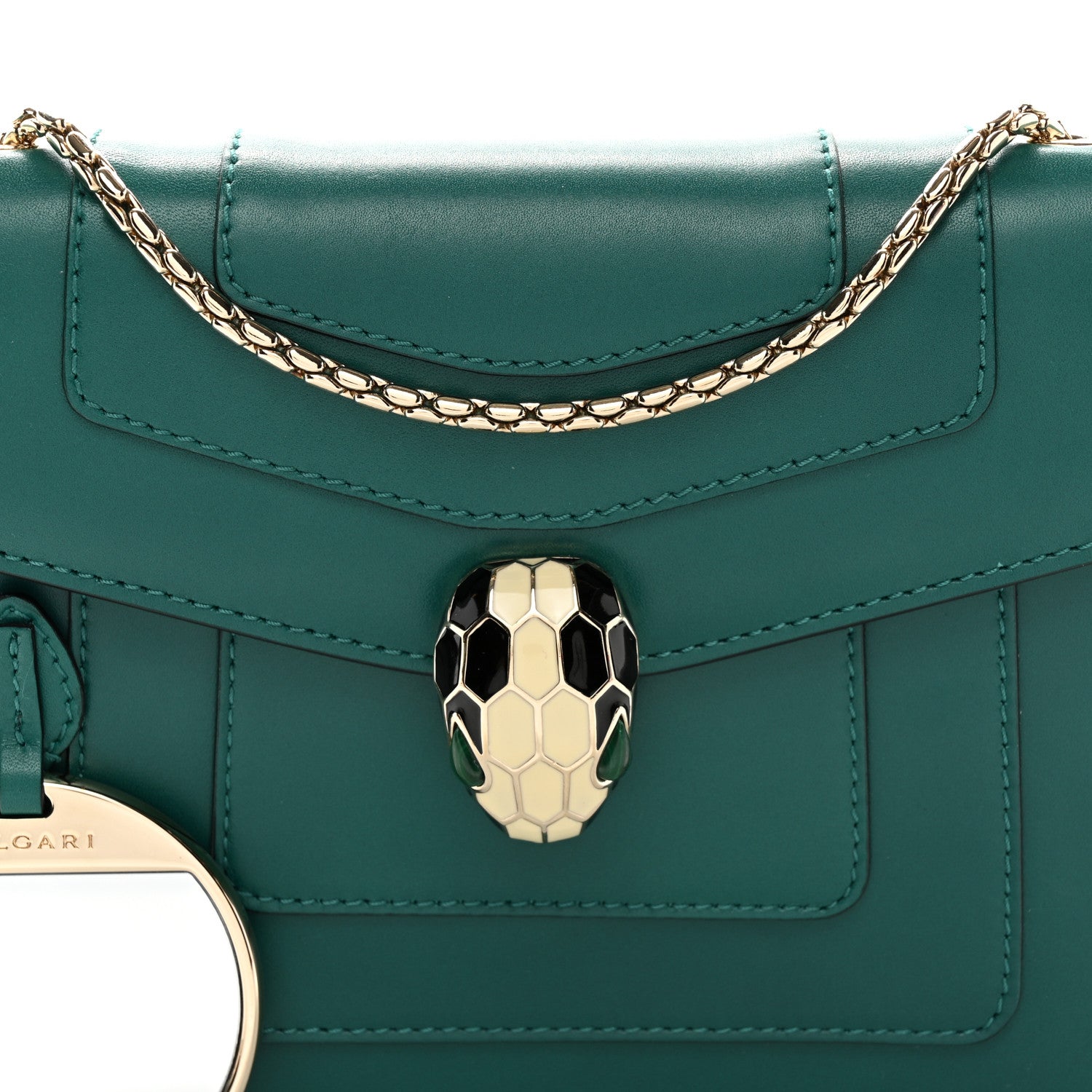 Bulgari Calfskin Small Serpenti Forever Snake Strap Crossbody Bag Emerald Green 9 of 11