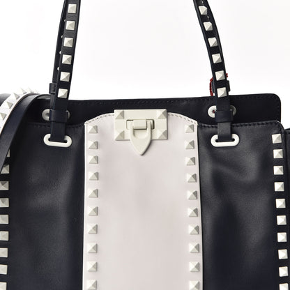 Valentino Garavani Vitello Colorblock Small Free Rockstud Tote Marine Optic White 8 of 8