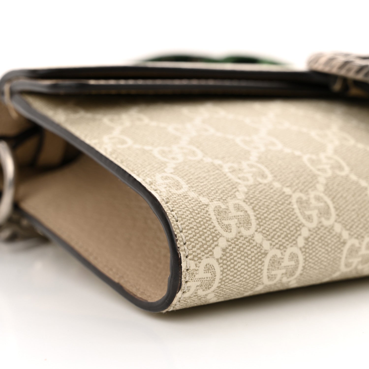 Gucci GG Supreme Monogram Textured Dollar Calfskin Dionysus Small Shoulder Bag Beige Mystic White Oatmeal 9 of 10